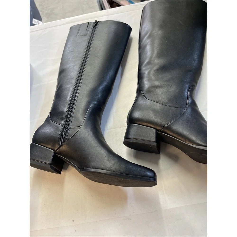Universal Thread Womens Black Square Toe Knee High Tall Dress RHI Boots Size 7